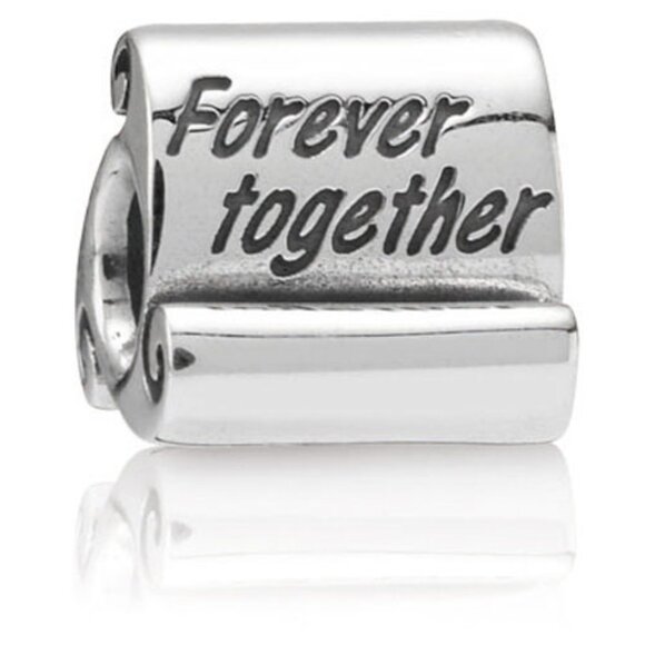 PANDORA Forever Together Scroll Charm Authentic Silver Romance Love Family - Picture 1 of 10
